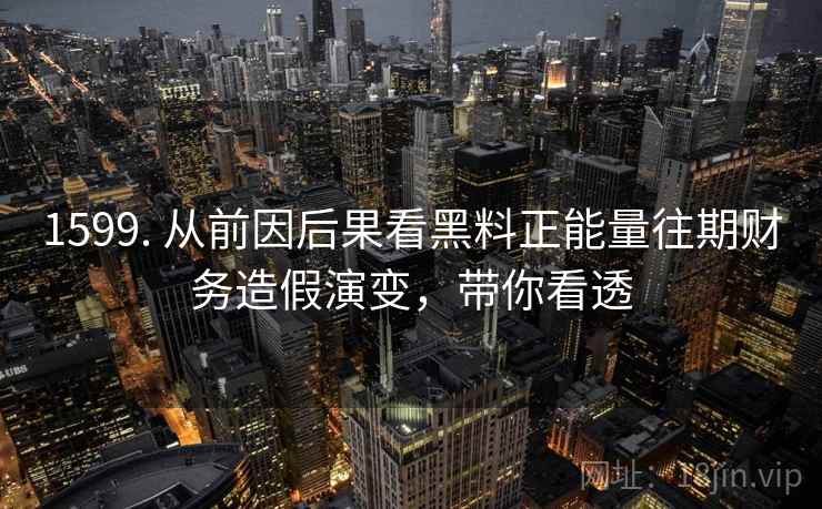 1599. 从前因后果看黑料正能量往期财务造假演变,带你看透