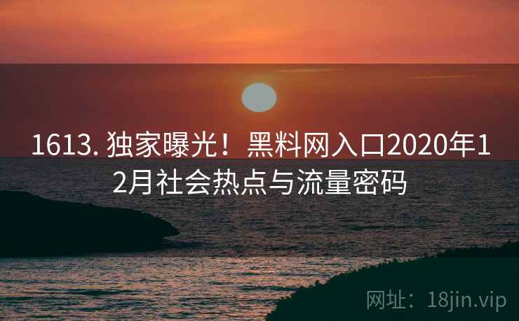 1613. 独家曝光!黑料网入口2020年12月社会热点与流量密码